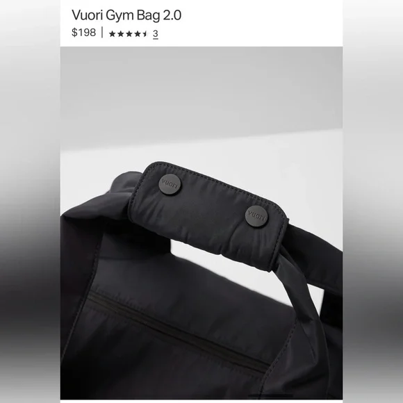 BNWT Vuori Black gym 2.0 Bag with Zipper - Picture 4 of 9